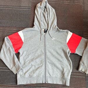 Nike Zip Up Hoodie  Size L Gray Front Pockets